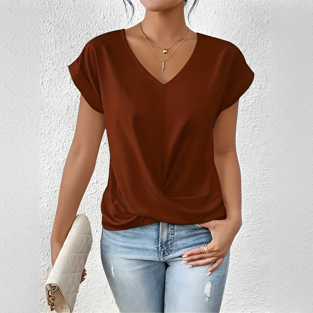Velanie - T-Shirt Col V Détendu