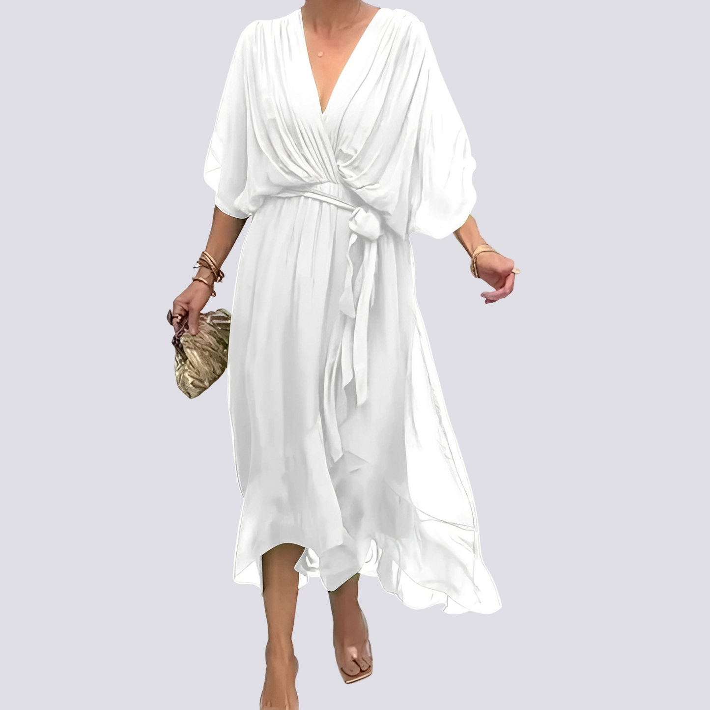 Jane - Robe avec coupe asymétrique et col en V
