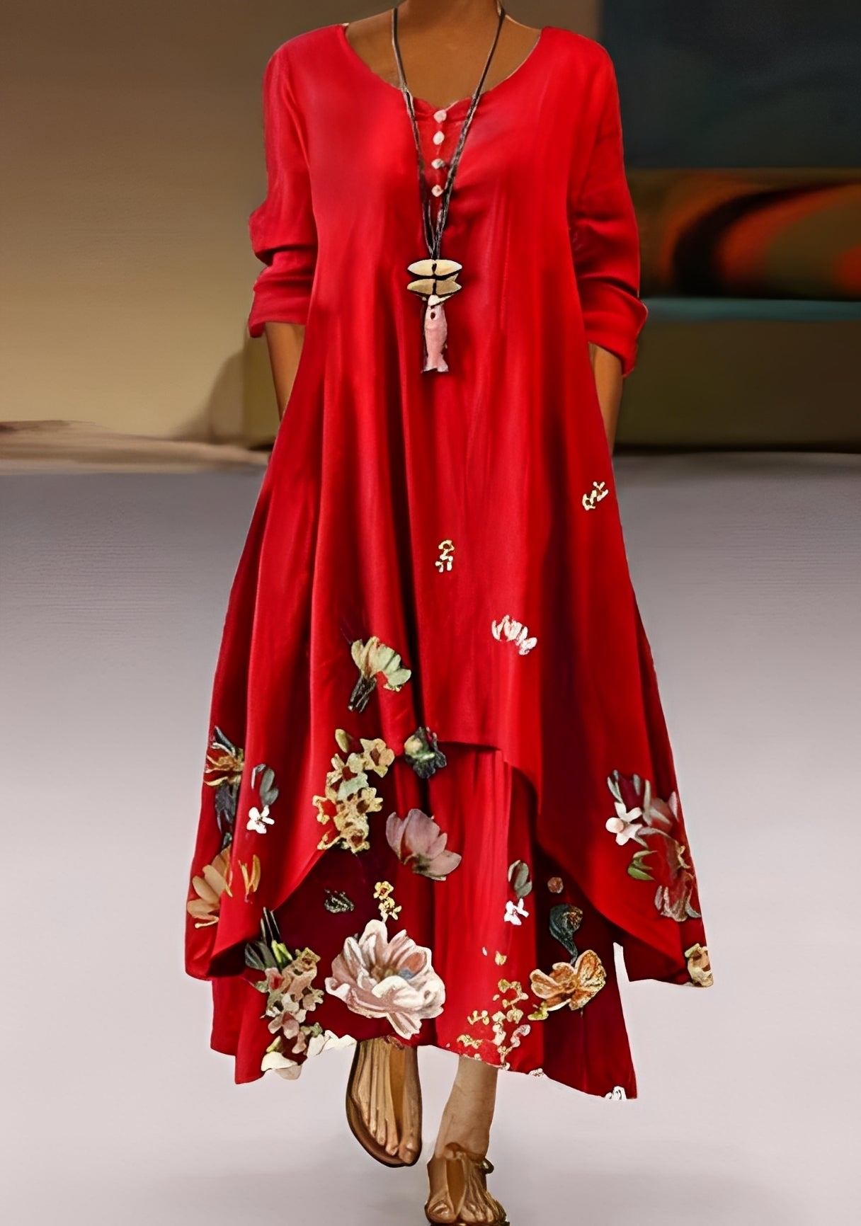 Belle - Robe élégante et fluide à motifs pour femmes