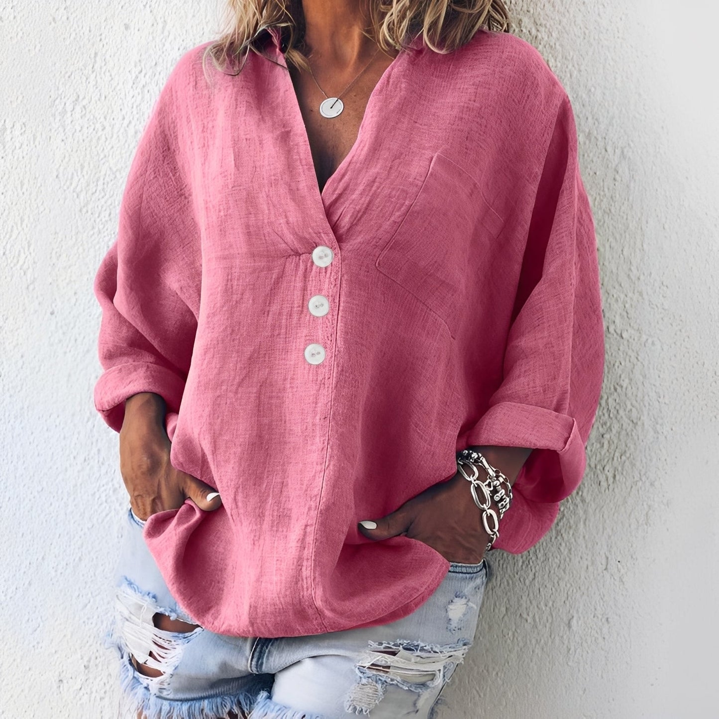 Sandra - Chemisier ample à manches longues pour femmes