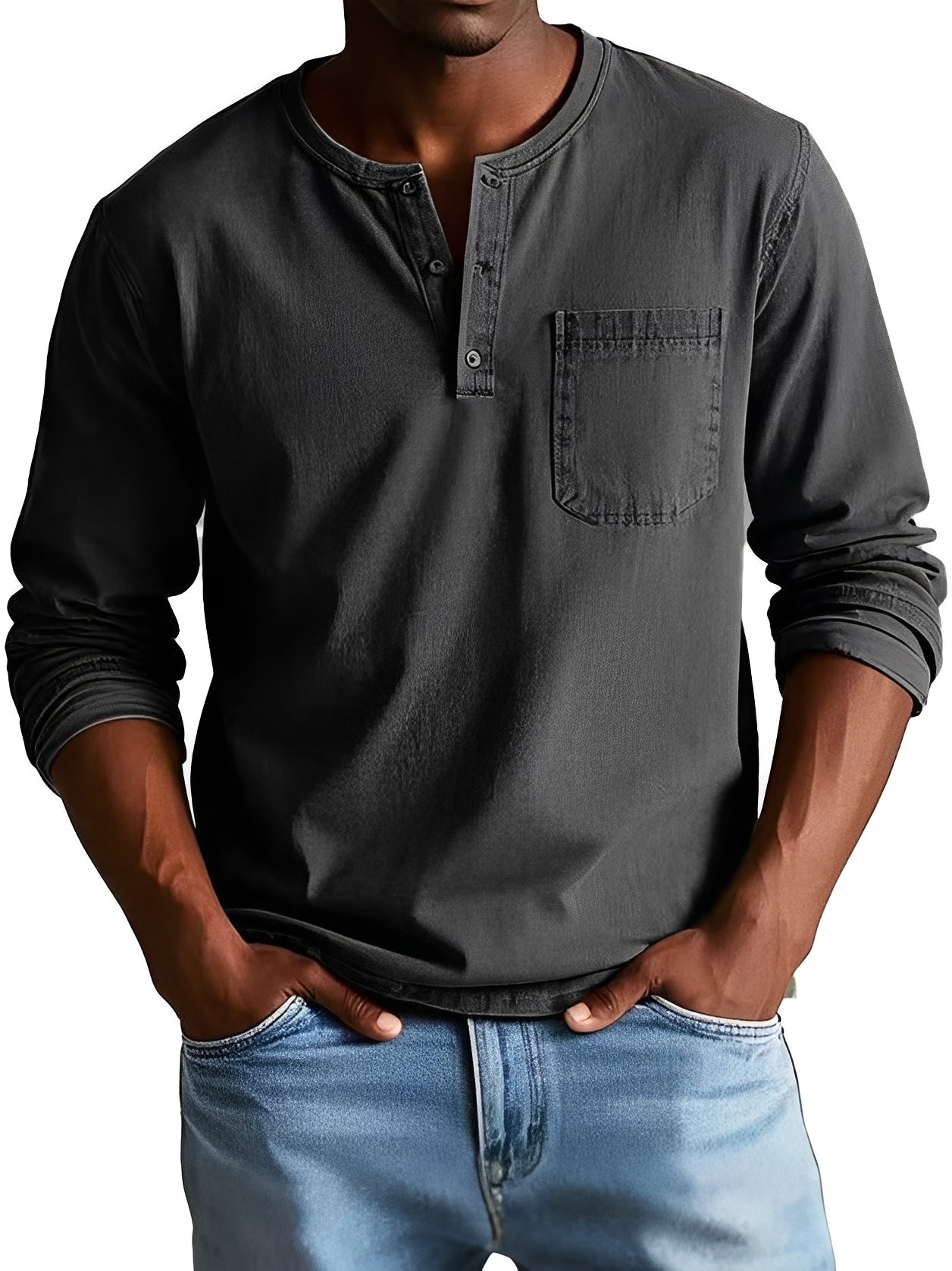 Steve - Chemise homme à manches longues, style relax
