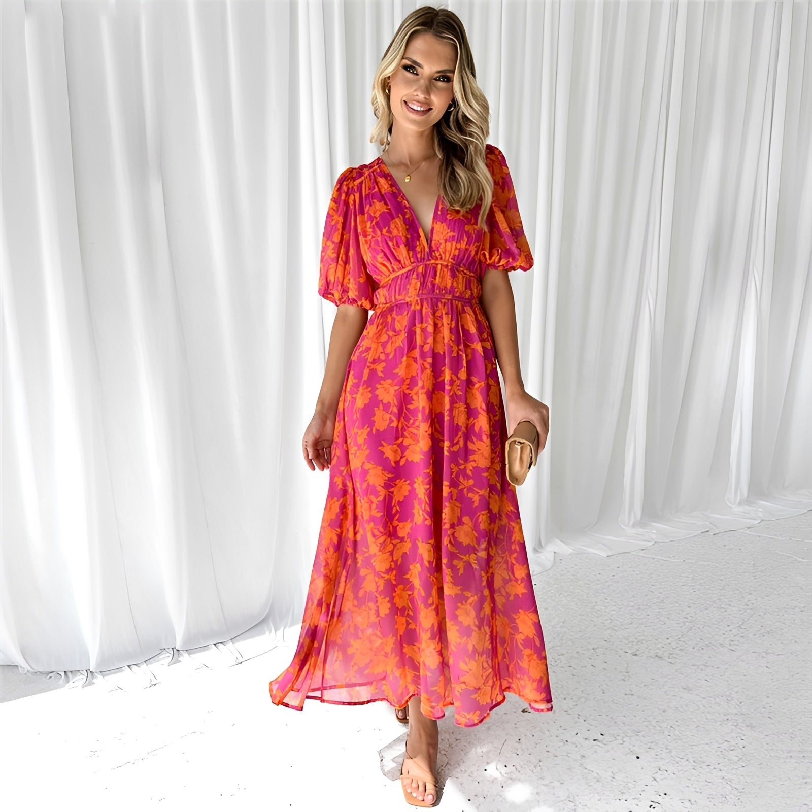 Louisa - Robe Midi Ample à Motifs Floraux