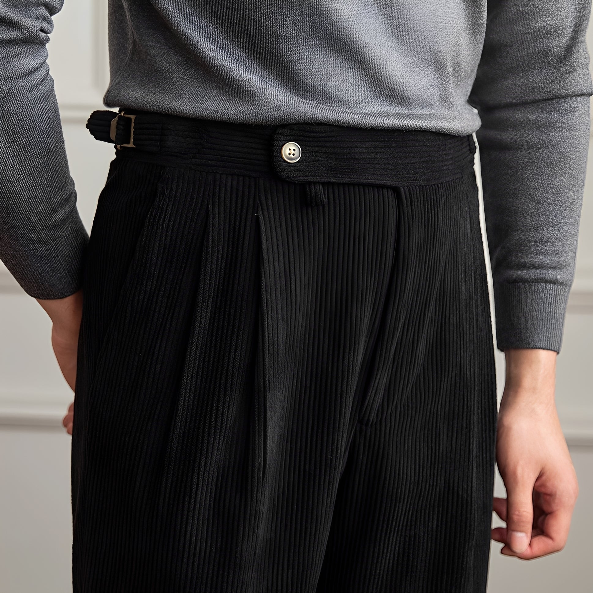 Rafael - Pantalon à Taille Haute en Tissu à Motifs
