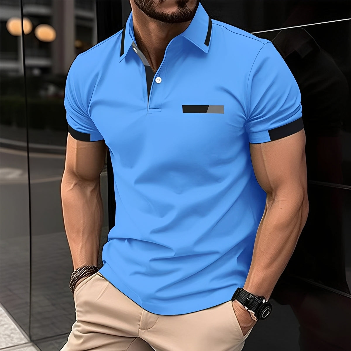 Julian - Polo chic et sportif avec col rabattu pour hommes