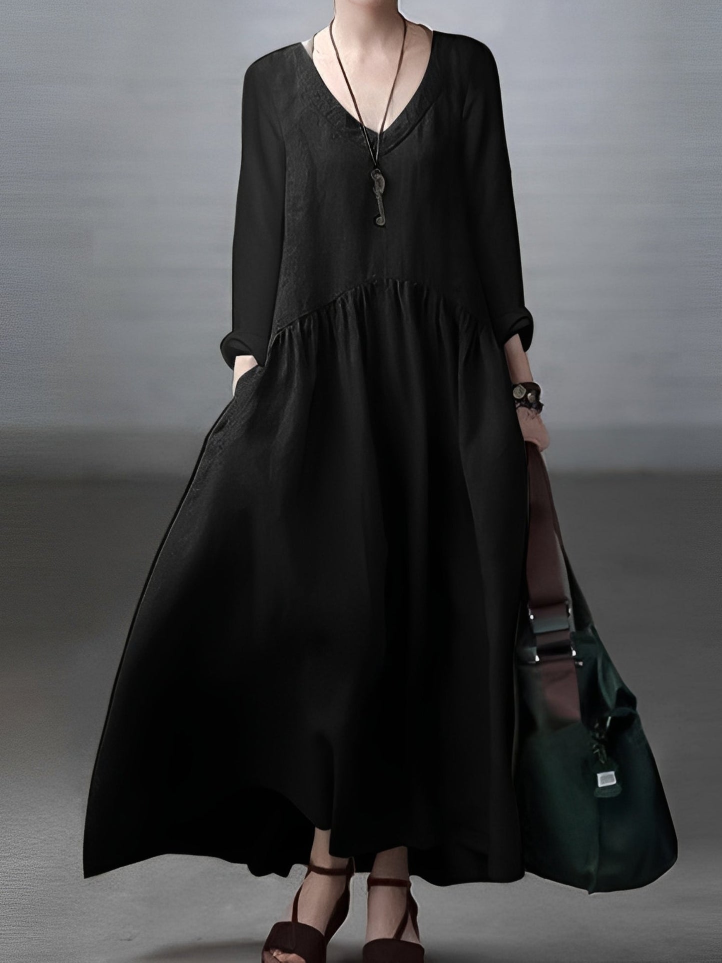 Lindy - Robe ample et détendue avec col V pour femmes