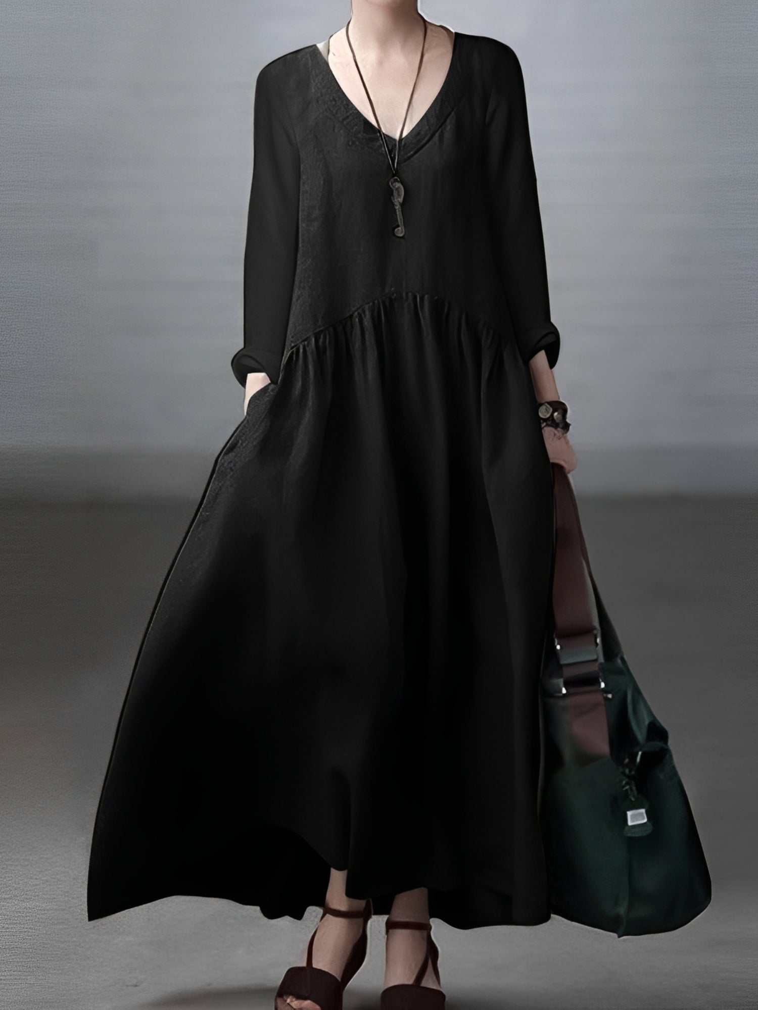 Lindy - Robe ample et détendue avec col V pour femmes