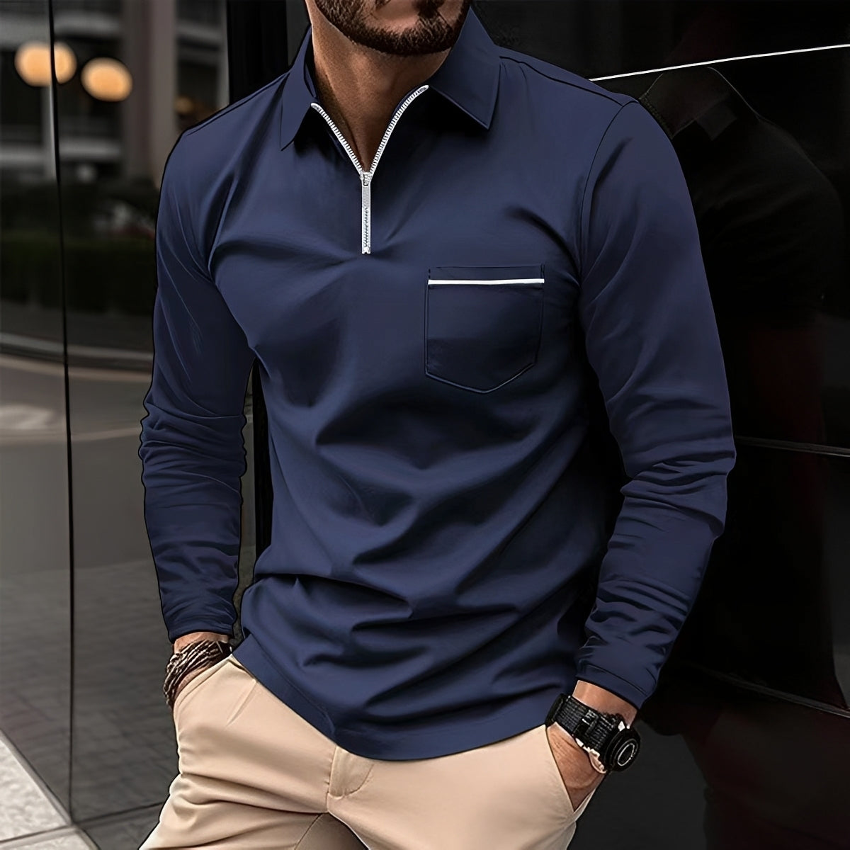 Jackson - Polo homme à manches longues - pour un look casual