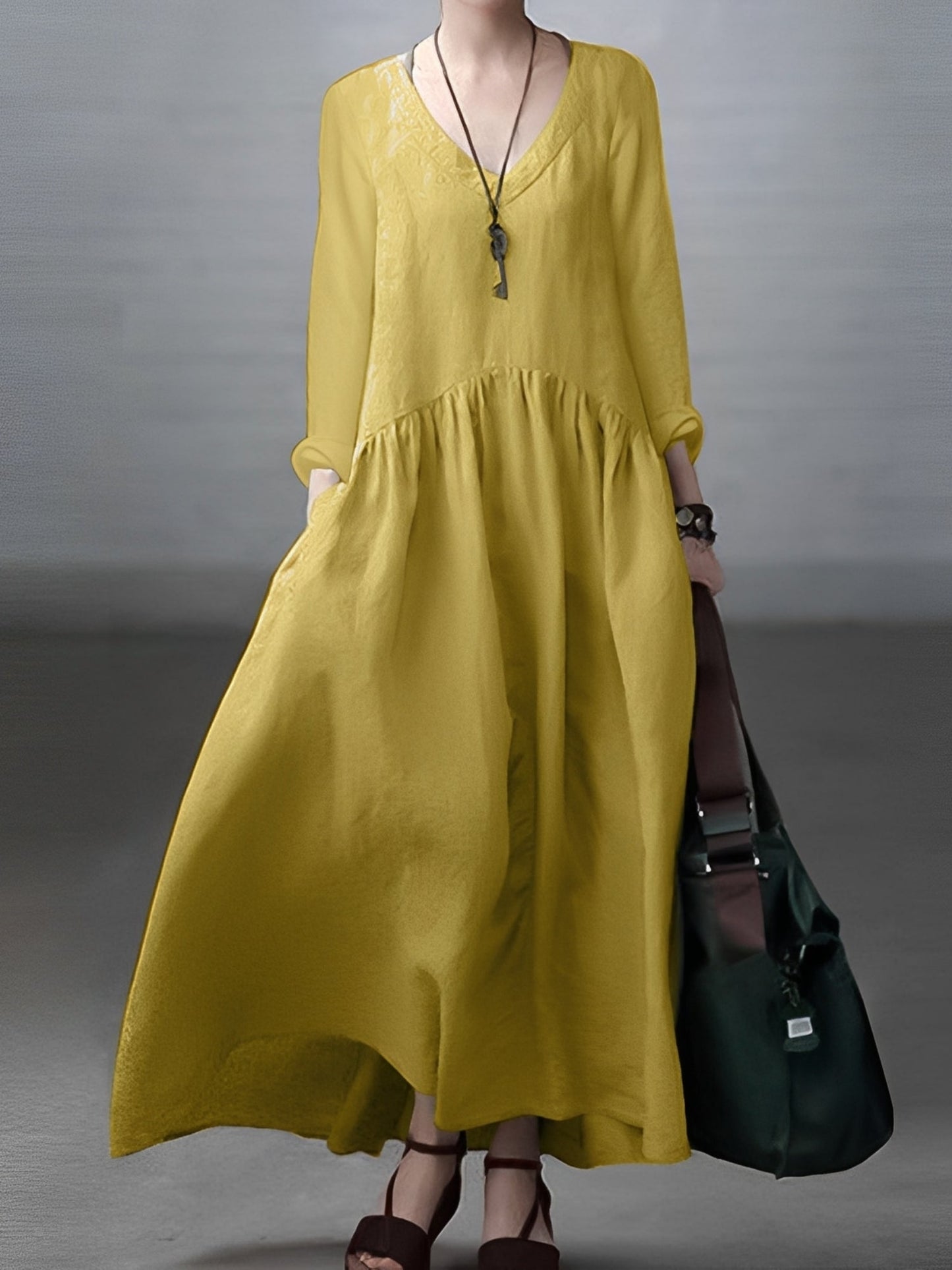 Lindy - Robe ample et détendue avec col V pour femmes