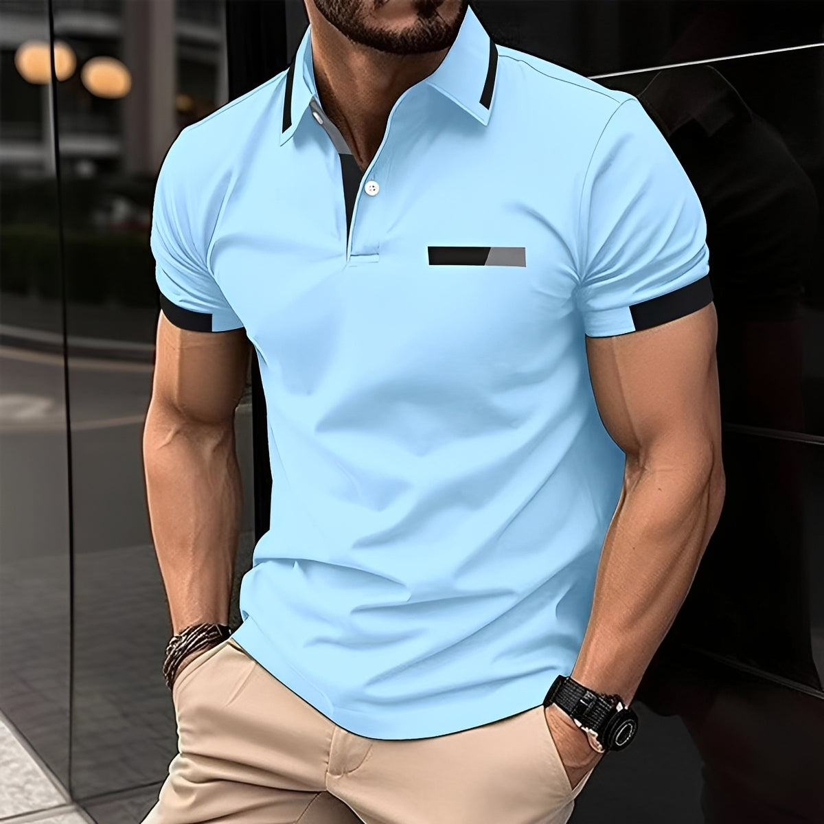 Julian - Polo chic et sportif avec col rabattu pour hommes