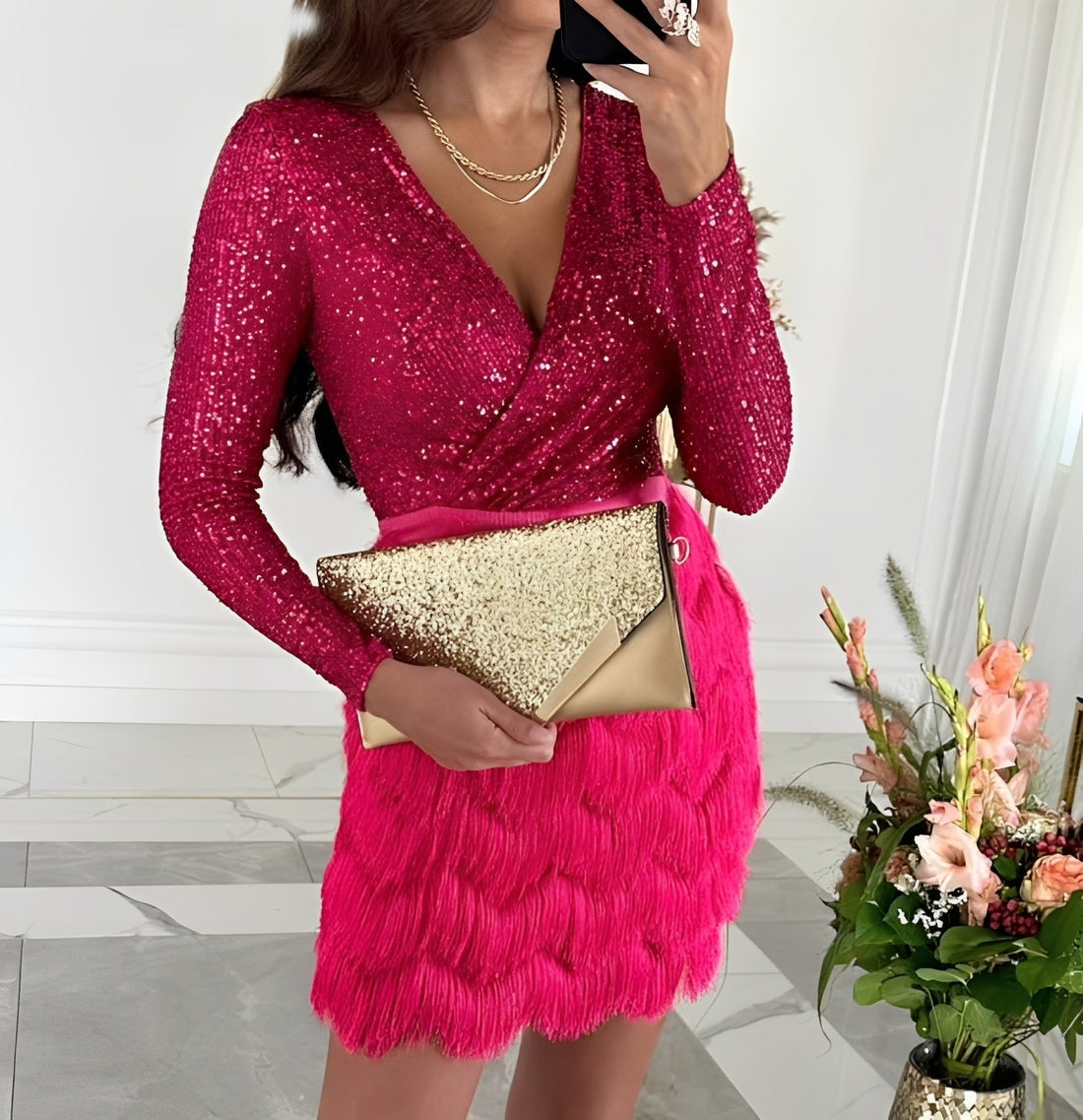 Isabelle - Mini robe chic à paillettes