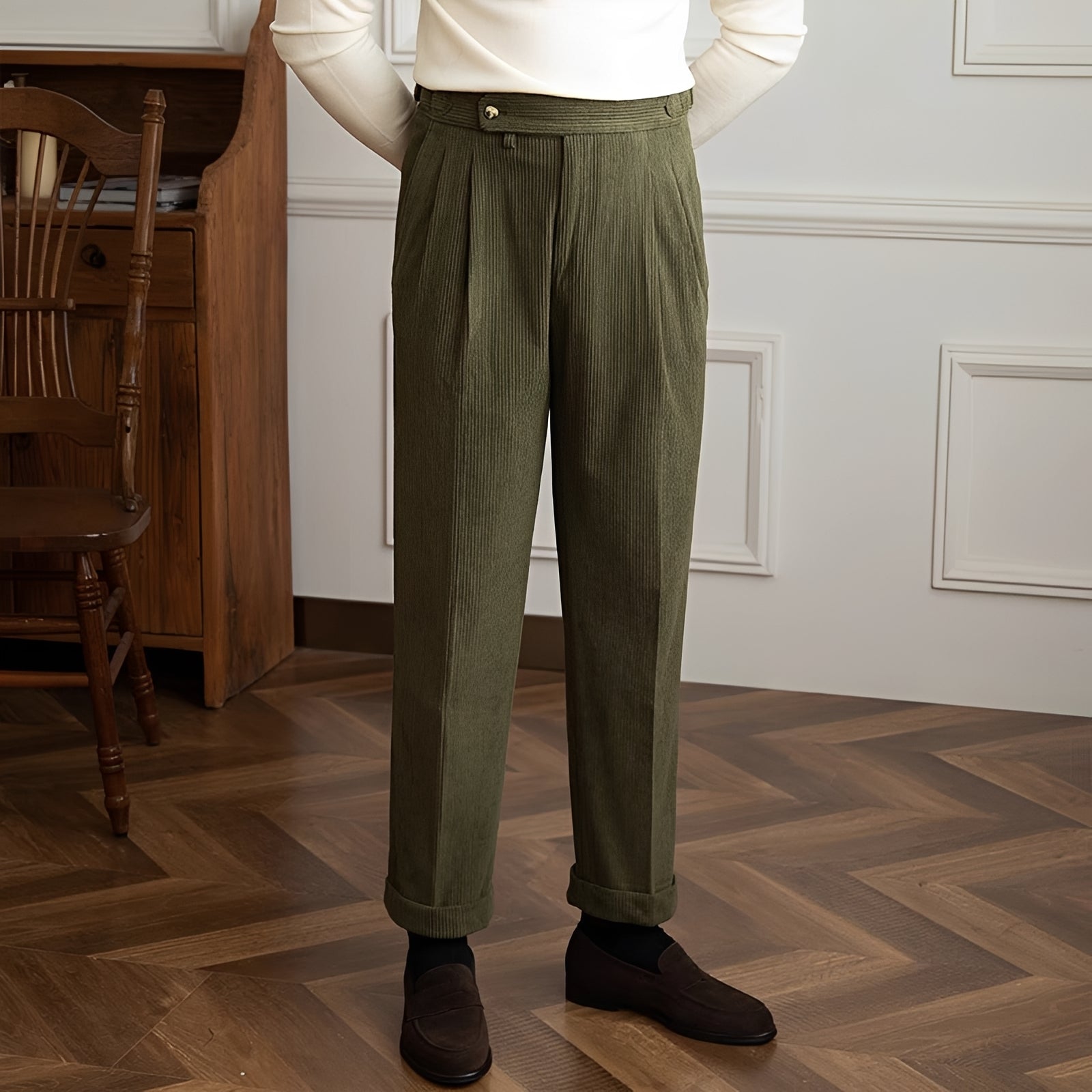 Rafael - Pantalon à Taille Haute en Tissu à Motifs