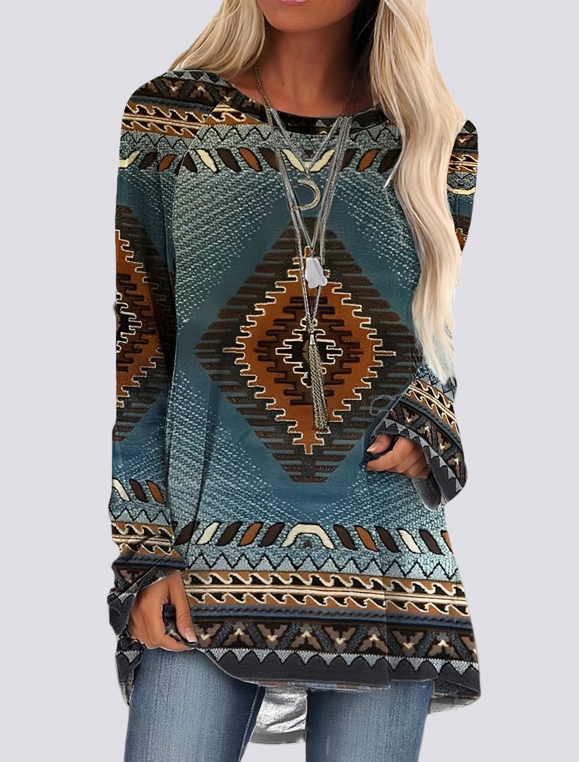 Monica - Robe chemise élégante avec motif ethnique
