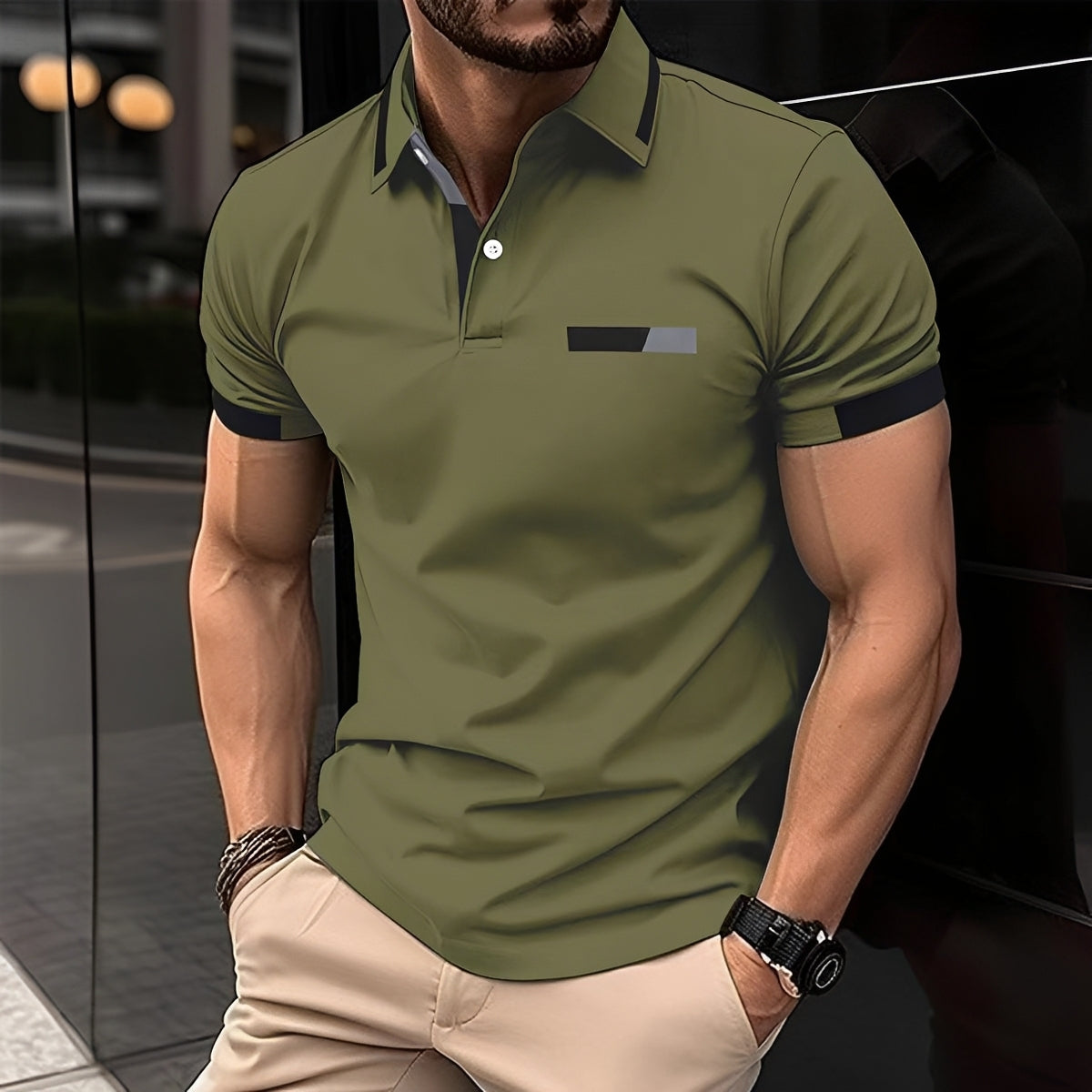 Julian - Polo chic et sportif avec col rabattu pour hommes