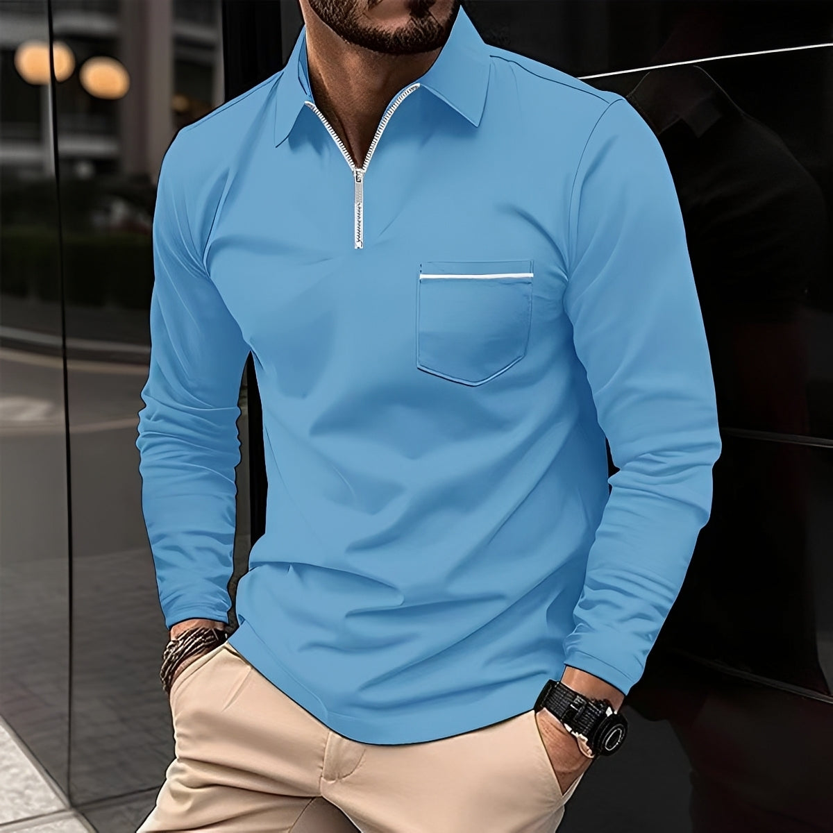 Jackson - Polo homme à manches longues - pour un look casual