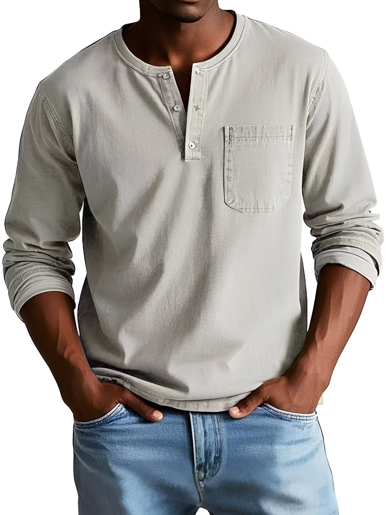 Steve - Chemise homme à manches longues, style relax