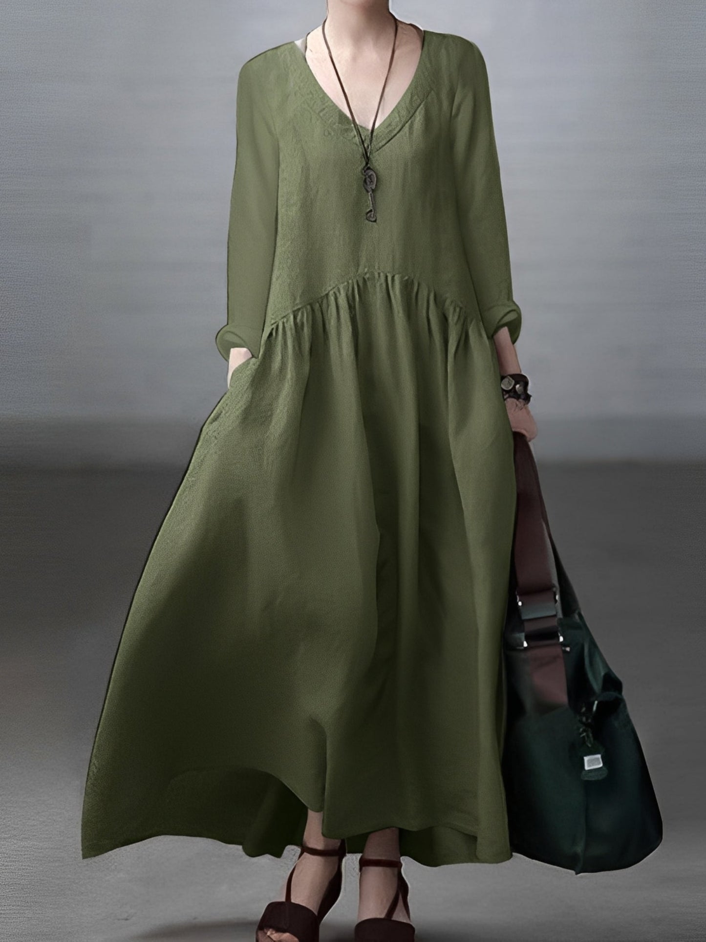 Lindy - Robe ample et détendue avec col V pour femmes