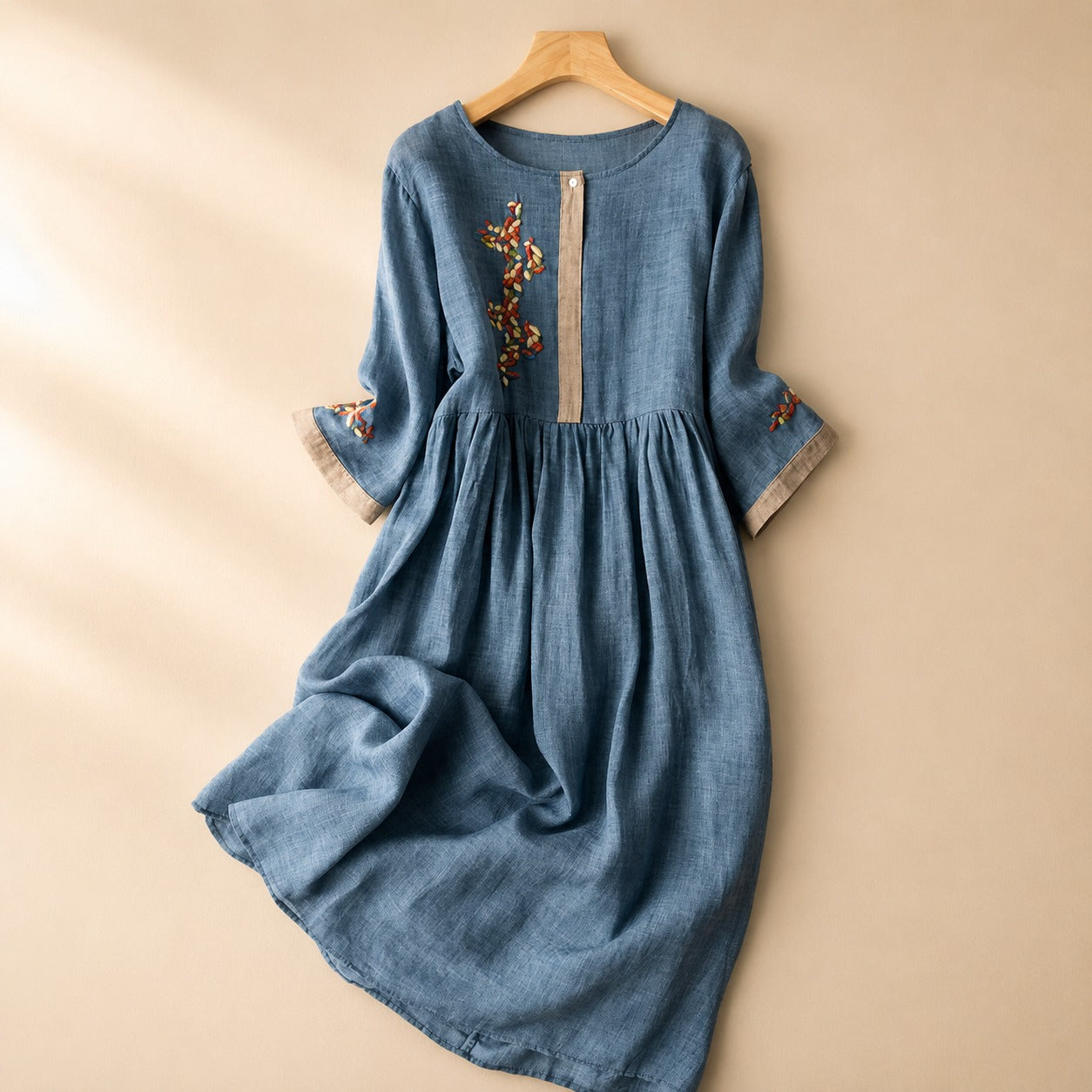Laura - Robe Décontractée de Style Bohémien avec Broderies