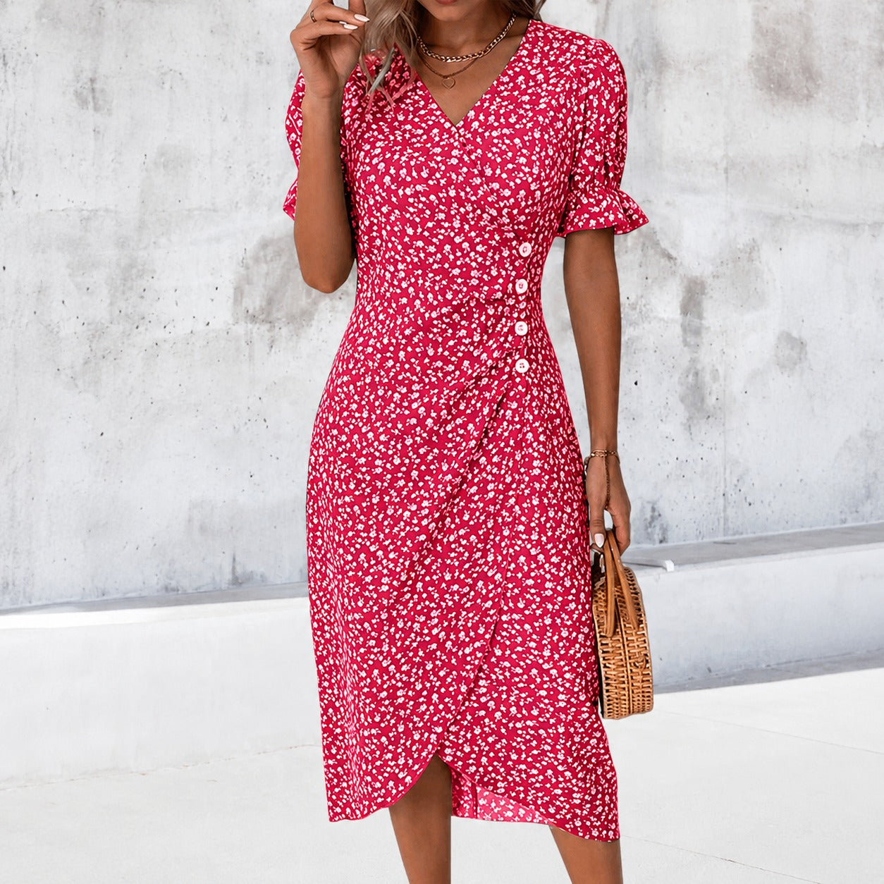 Gabriella - Robe élégante asymétrique à motifs floraux