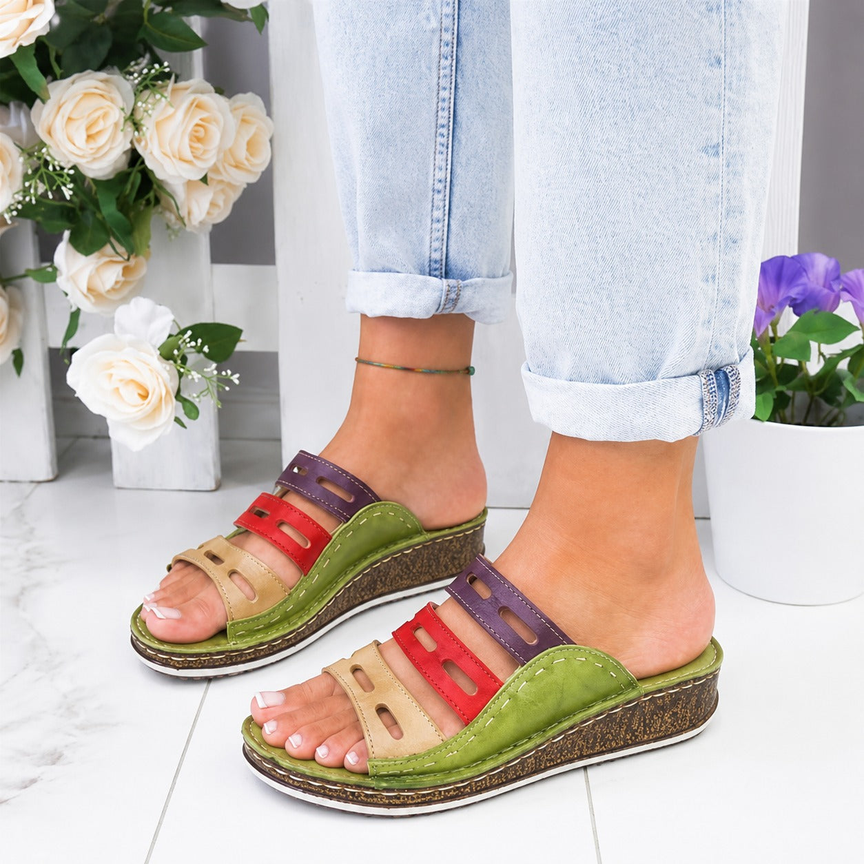 Christina - Sandales Confort Multicouleur