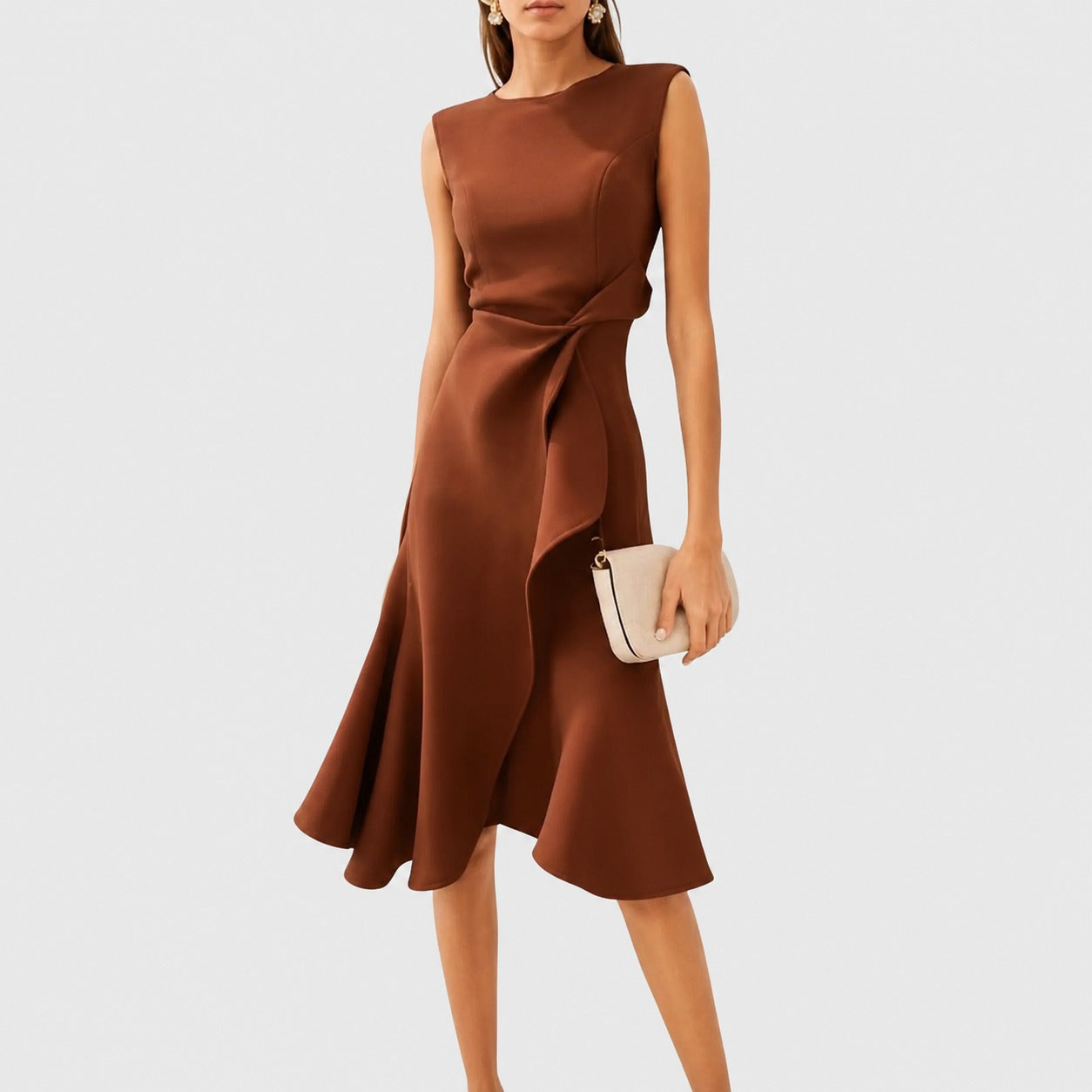 Stella - Robe Élégante Midi sans Manches
