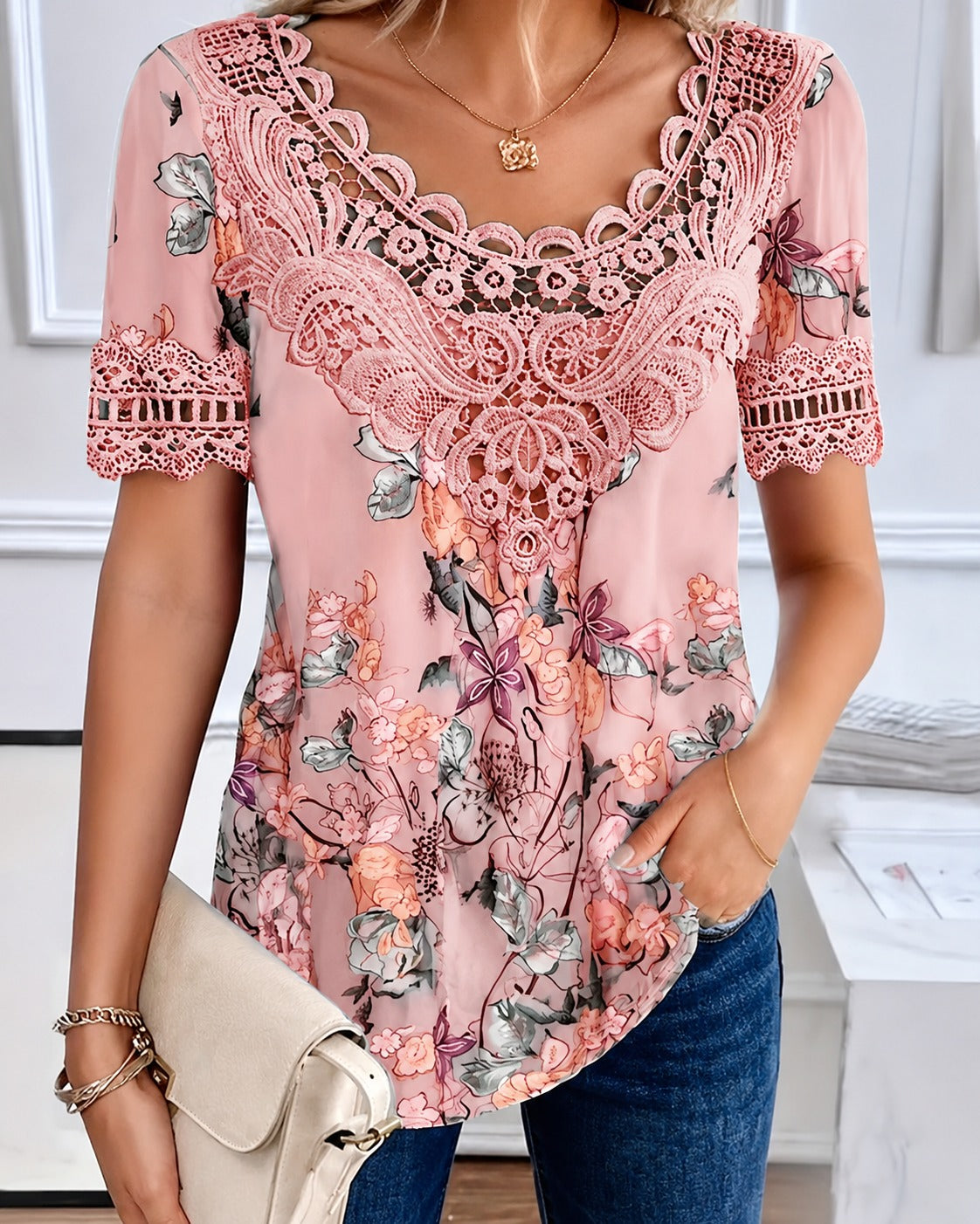 Leah - Blouse Élégante à Motifs Floraux