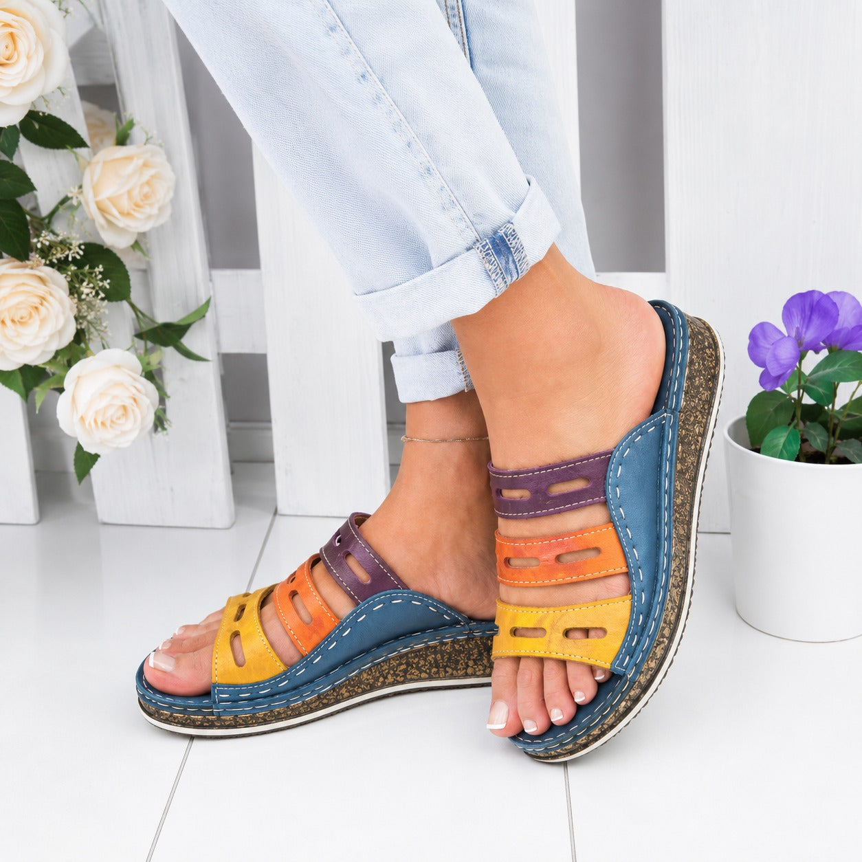 Christina - Sandales Confort Multicouleur