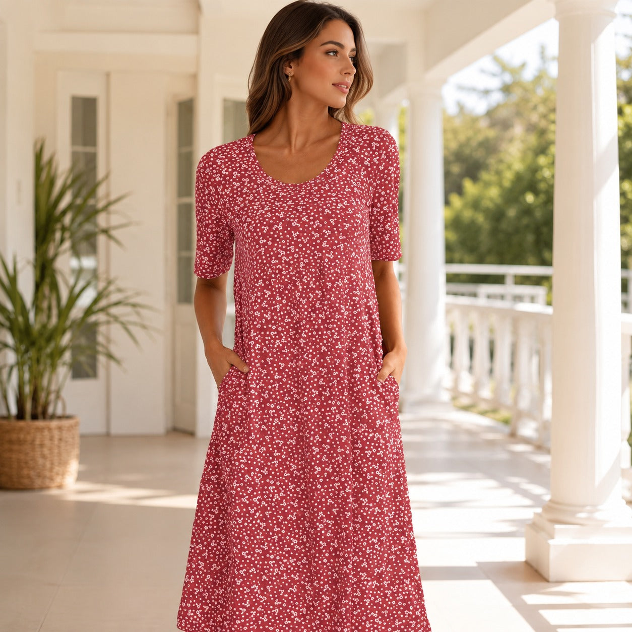 Yasmin - Robe Fleurie à Manches Courtes