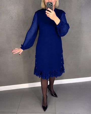 Gabriela - Robe Élégante à Pois avec Manches Longues