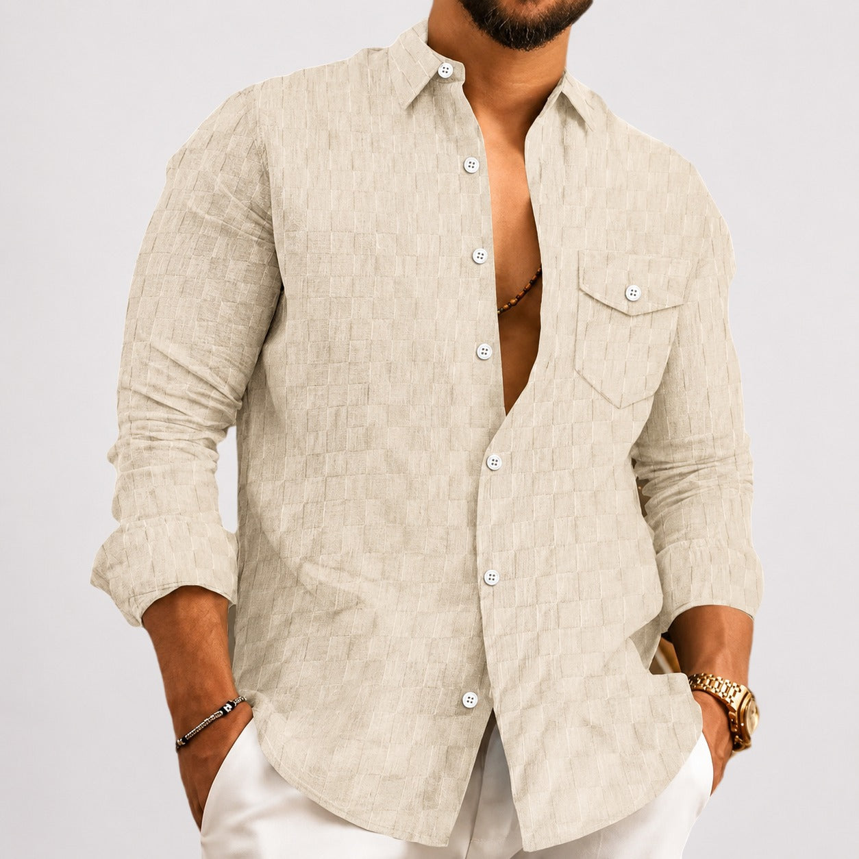 Walter - Chemise Élégante à Carreaux avec Manches Longues