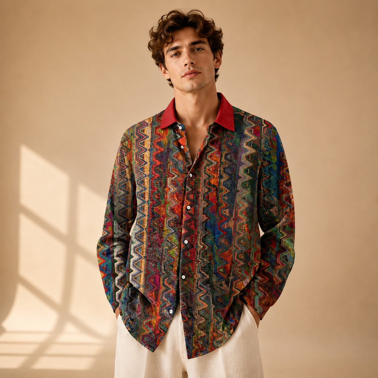 Neil - Chemise artistique à manches longues avec imprimé
