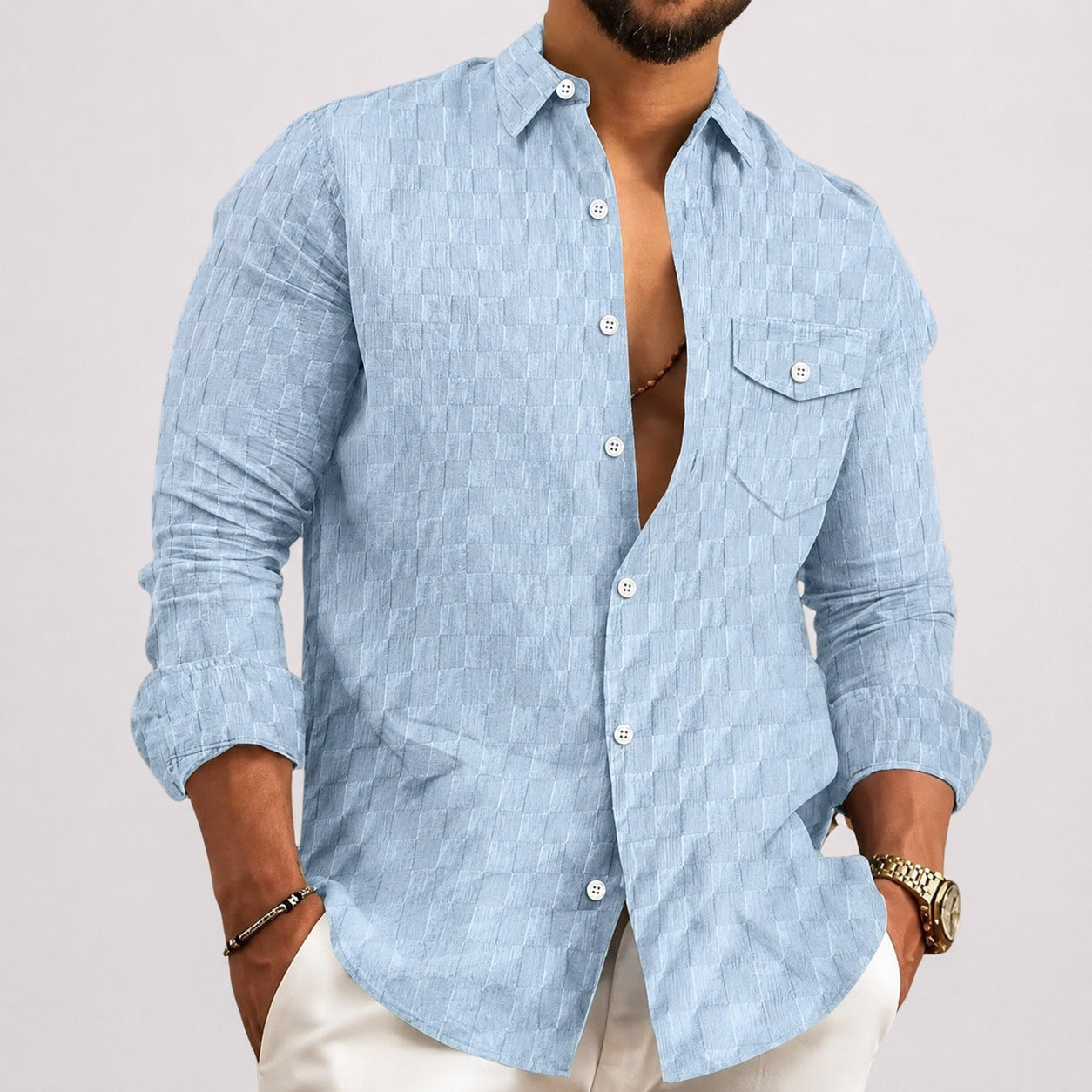 Walter - Chemise Élégante à Carreaux avec Manches Longues