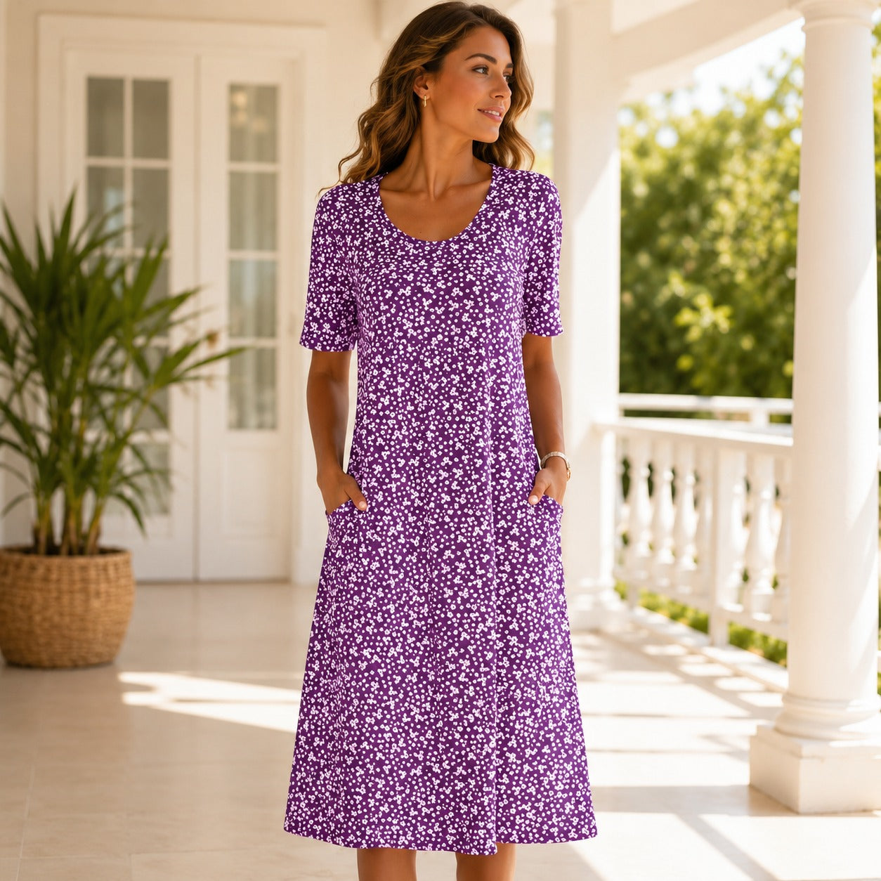 Yasmin - Robe Fleurie à Manches Courtes