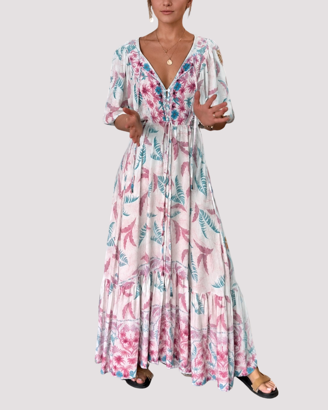Ashley - Robe Longue à Grandes Fleurs