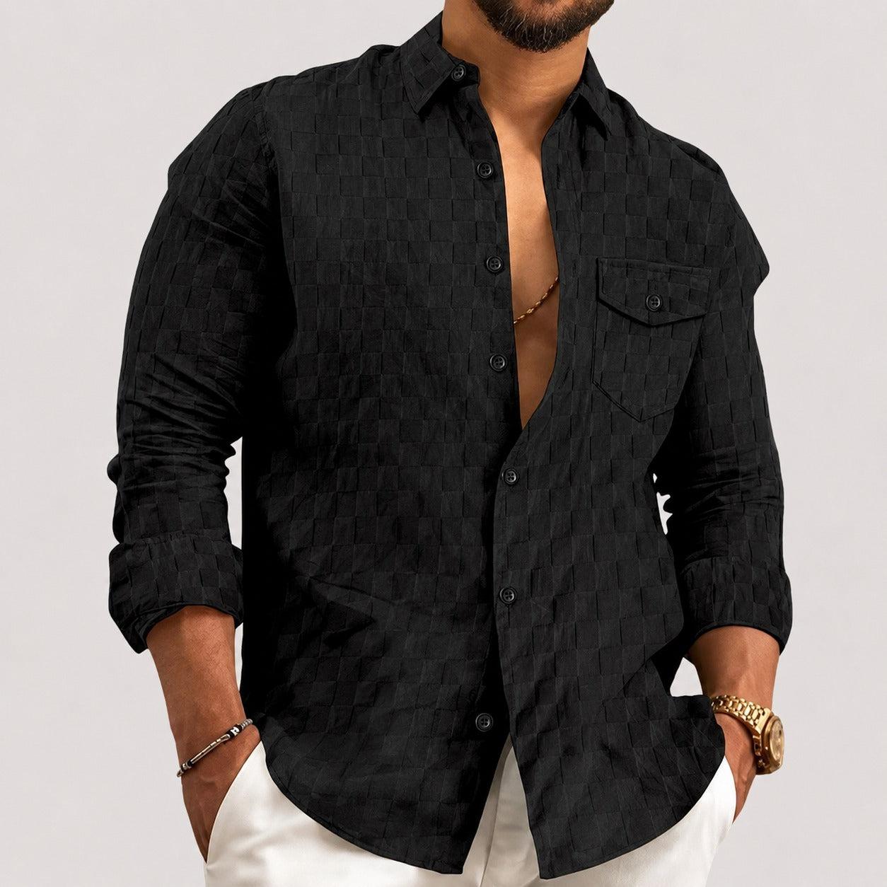 Walter - Chemise Élégante à Carreaux avec Manches Longues