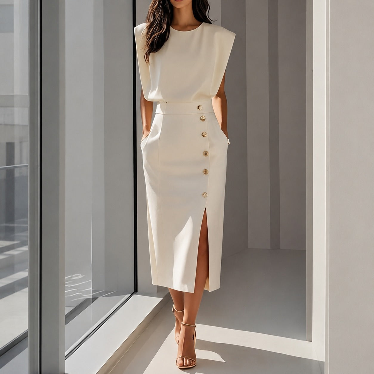 Ruth - Robe midi chic avec ouverture