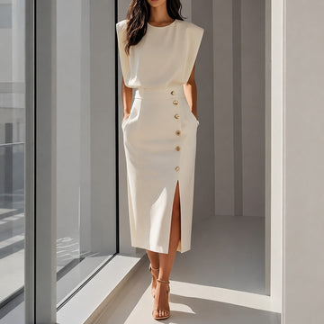 Ruth - Robe midi chic avec ouverture
