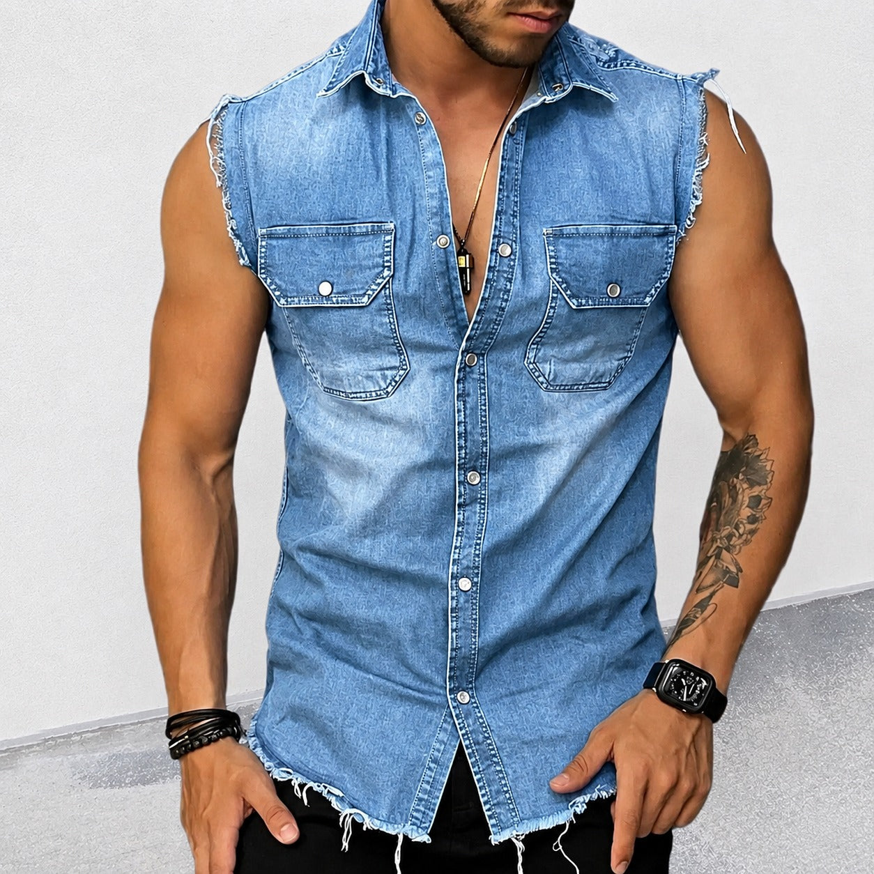 Ollie - Chemise classique sans manches avec aspect vieilli