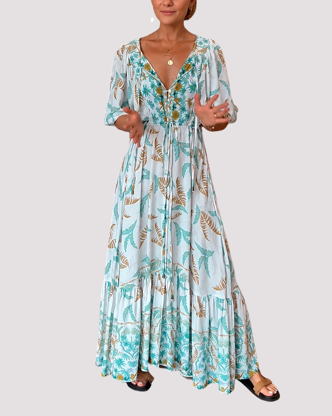 Ashley - Robe Longue à Grandes Fleurs
