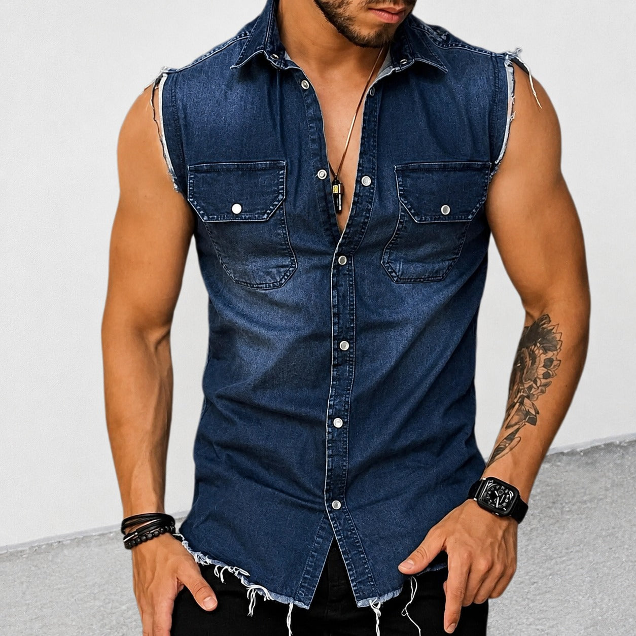 Ollie - Chemise classique sans manches avec aspect vieilli