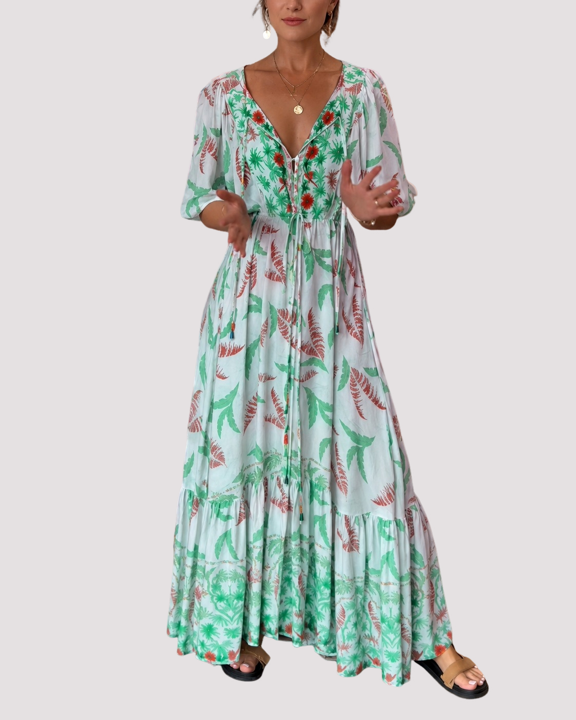 Ashley - Robe Longue à Grandes Fleurs