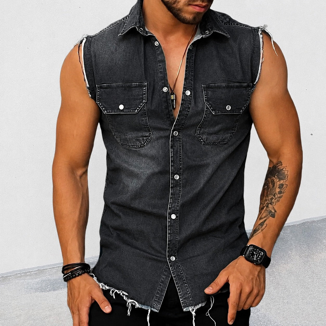 Ollie - Chemise classique sans manches avec aspect vieilli