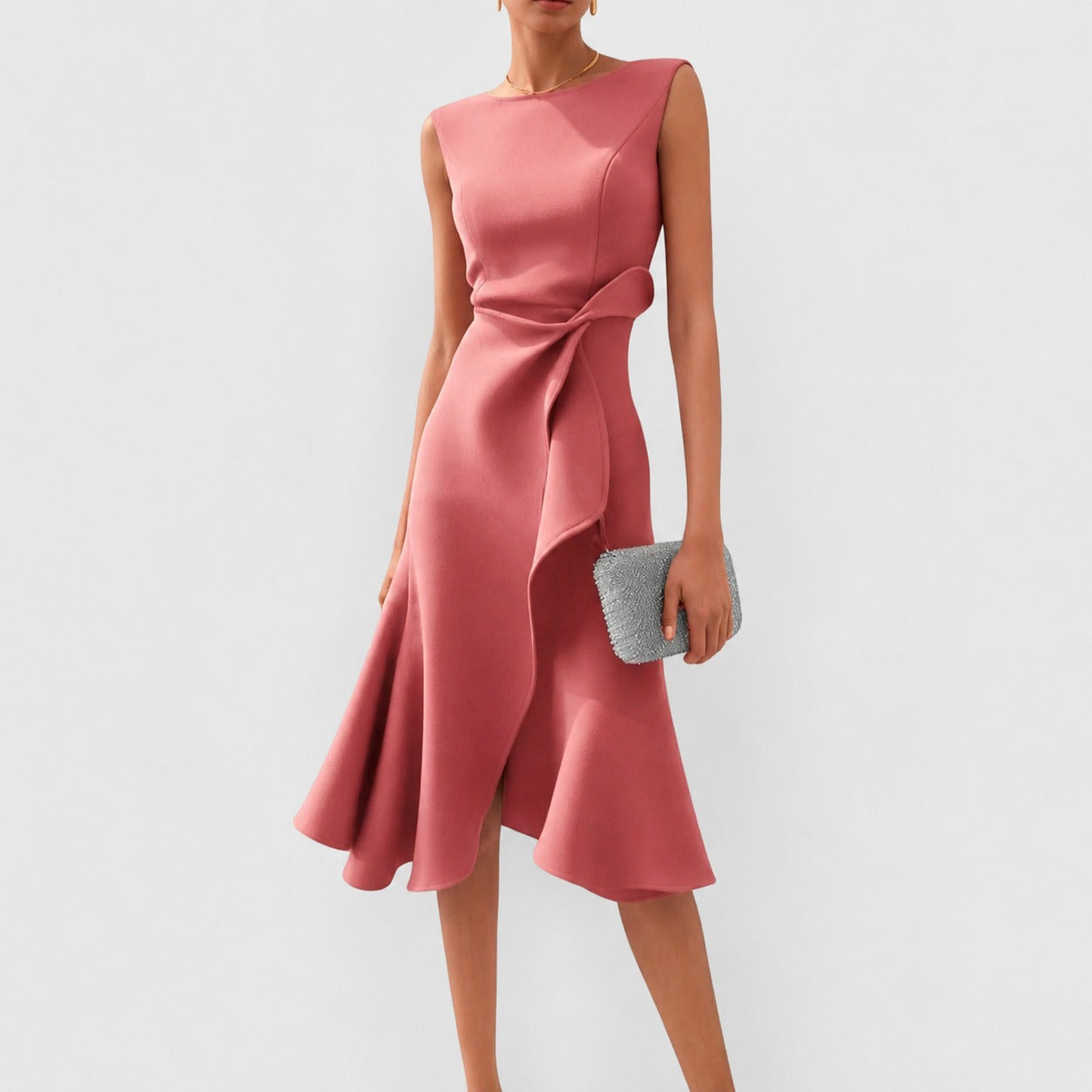 Stella - Robe Élégante Midi sans Manches