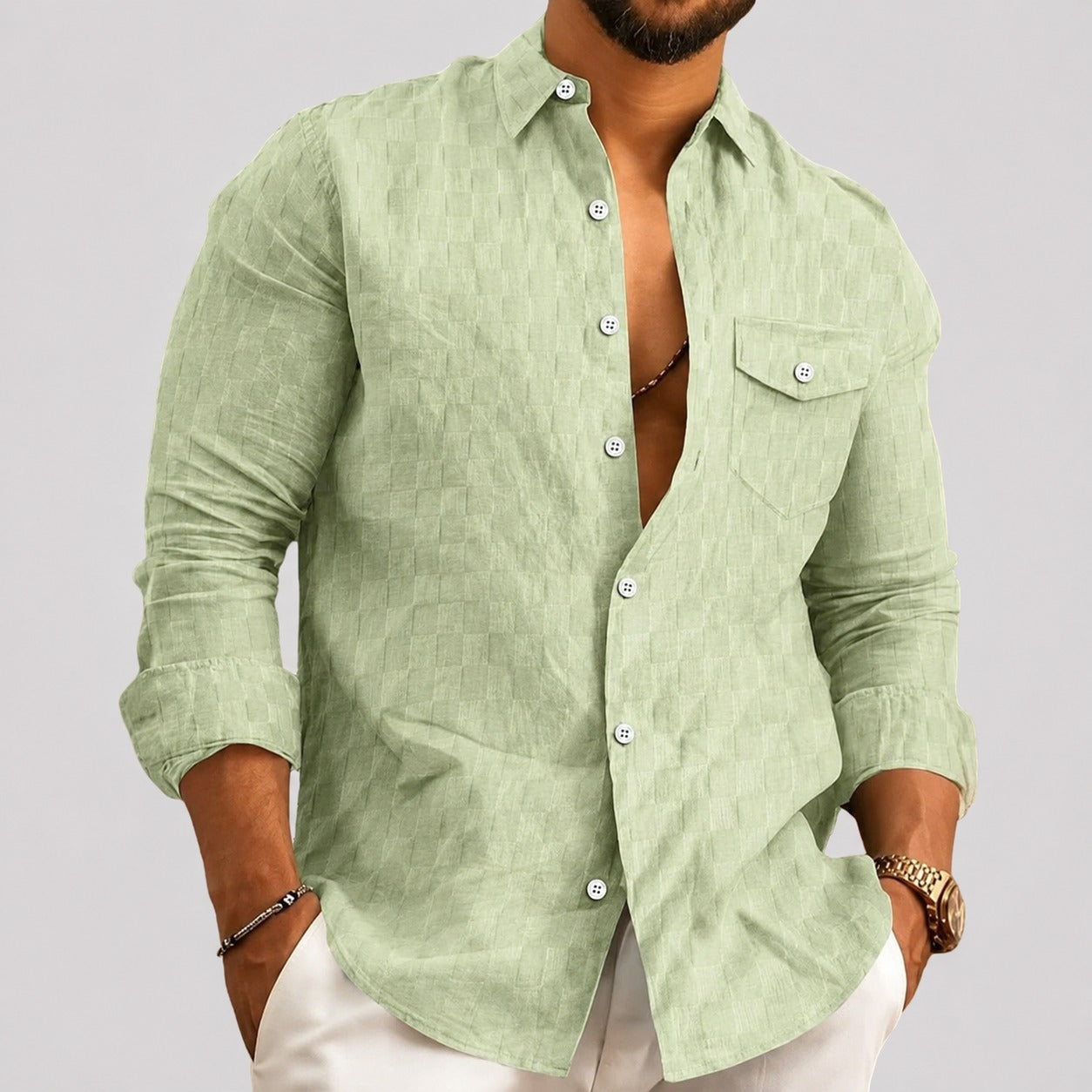 Walter - Chemise Élégante à Carreaux avec Manches Longues