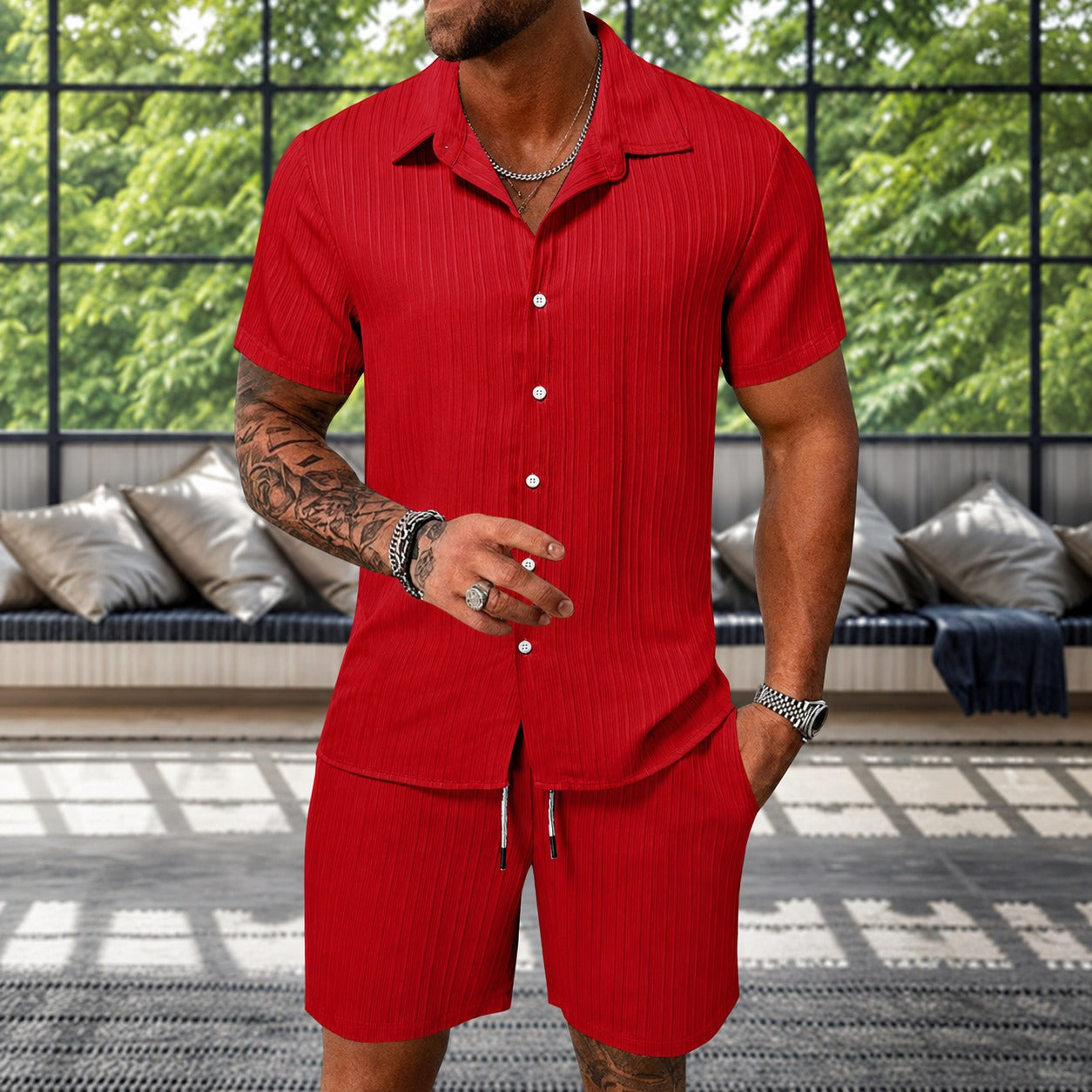 Albie - Ensemble Chemise Décontractée Texturée