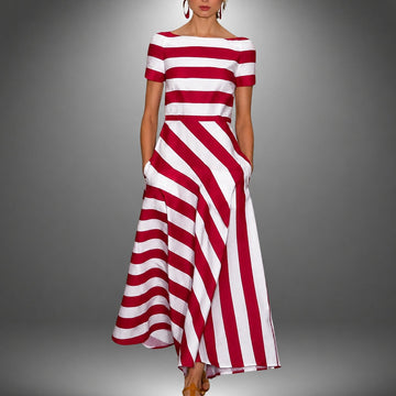 Darcie - Robe longue évasée avec rayures