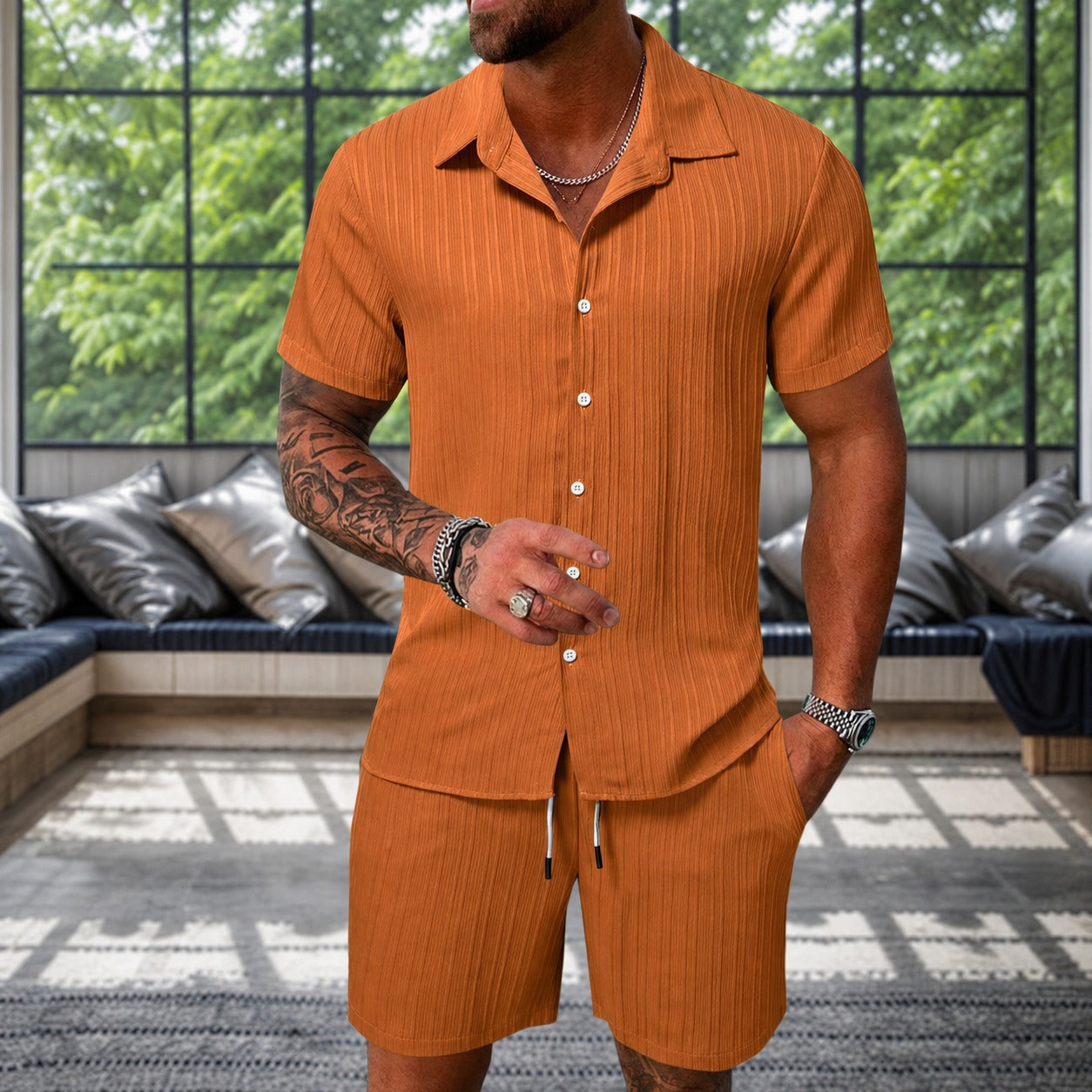 Albie - Ensemble Chemise Décontractée Texturée