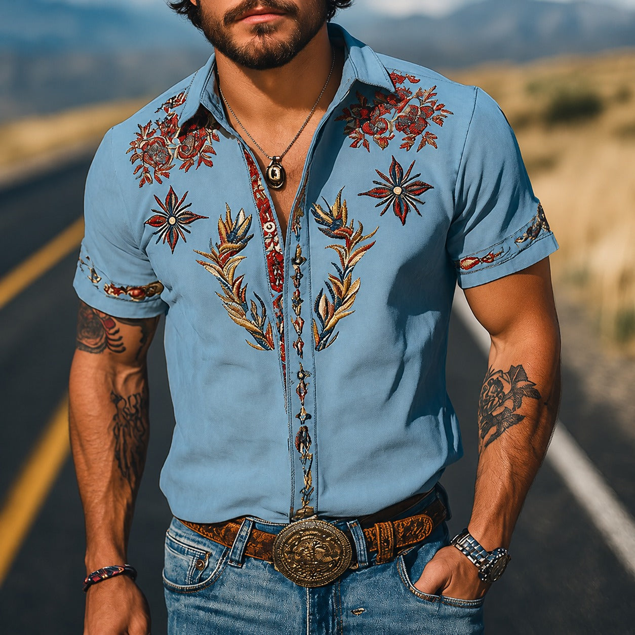 Marvin - Chemise traditionnelle embellie