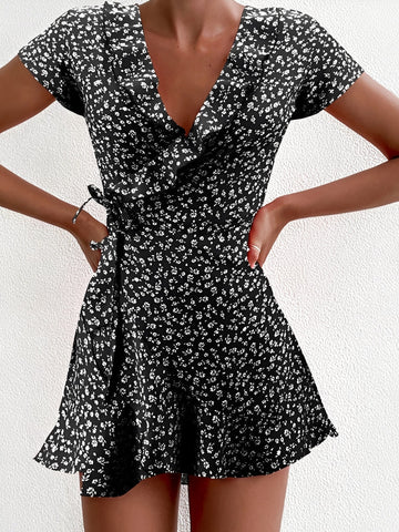 Betsy - Robe Courte Élégante à Motif Fleuri