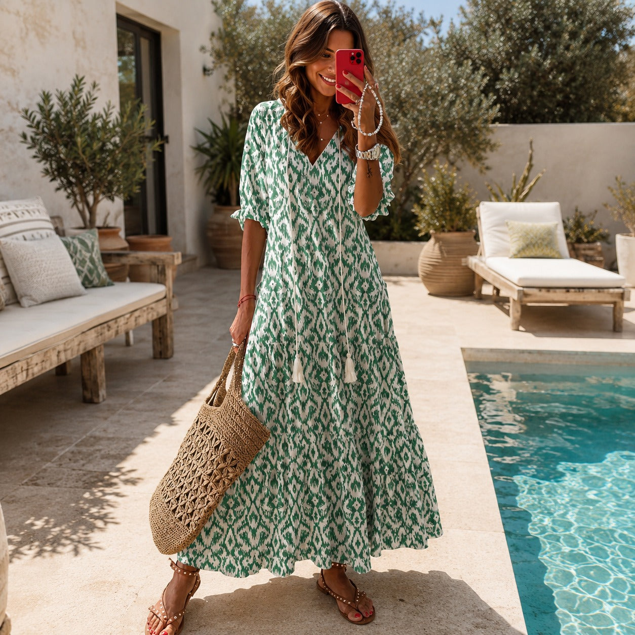 Lindsay - Robe Ampoule Bohème avec Volants