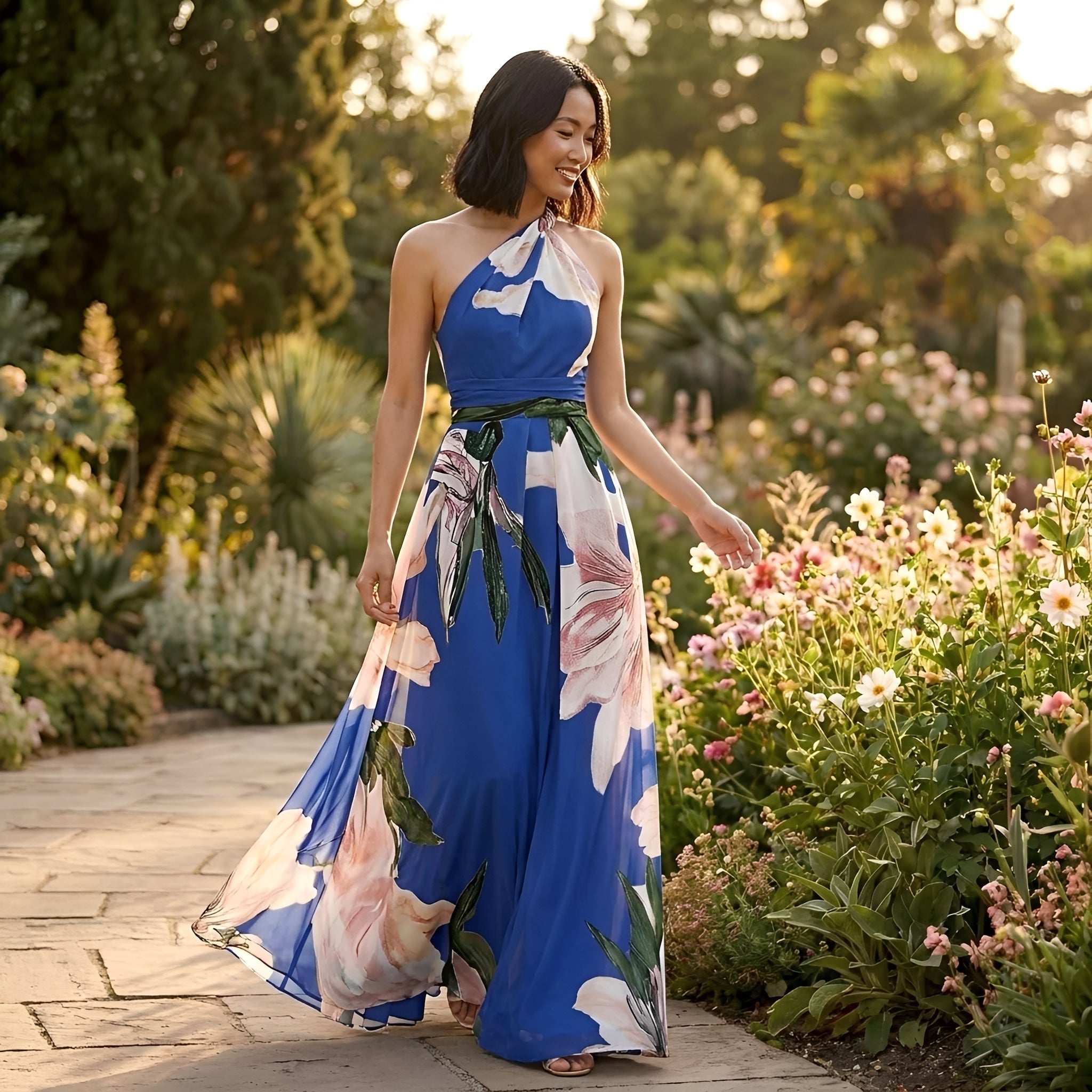 Kirsty - Robe Longue à Motif Fleuri et Dos Nu